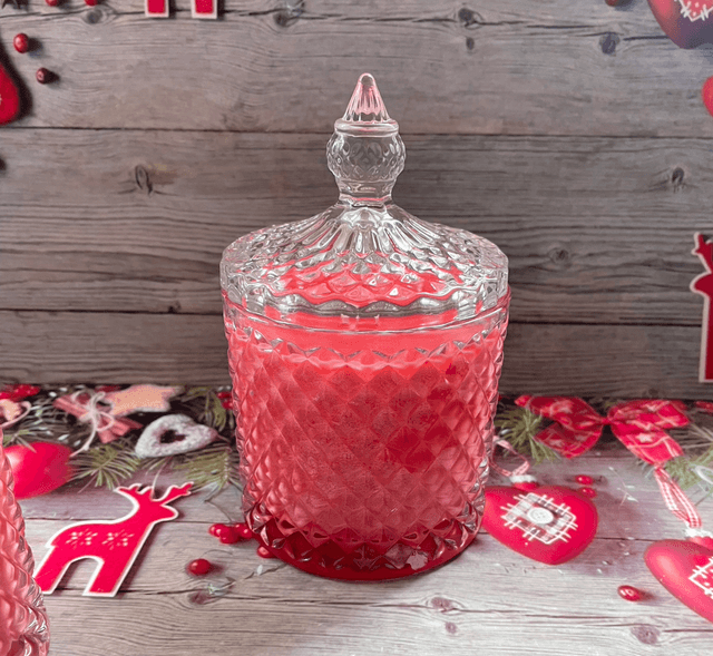 Glass Candle - Candy Cane 